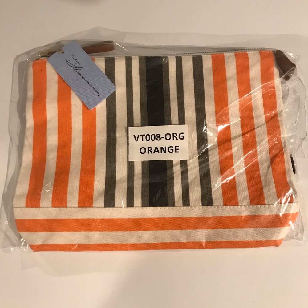 Vintage Havana Striped Cosmetic Bag - NWT